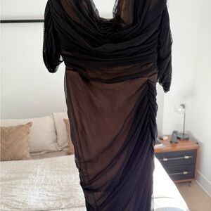 Nookie Ruched Black Sheath Dress with Cowl Neck